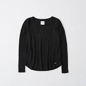 A&F Black Super Soft Long Sleeve Crew Tee Size M